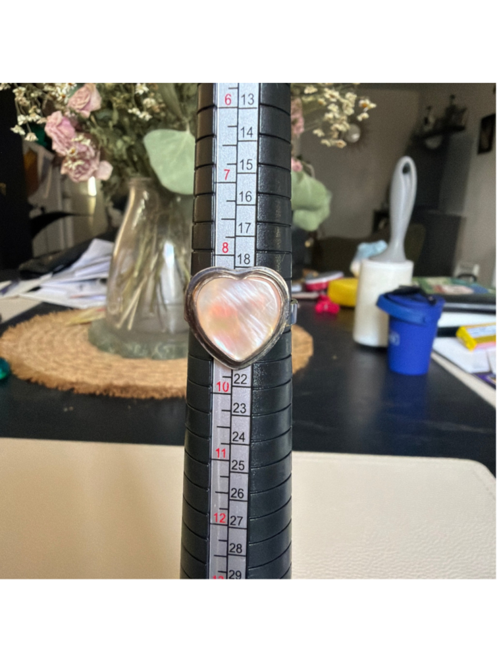 Pink Abalone Heart Ring size 9